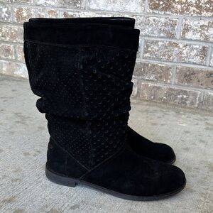 TOMS Serra women's black suede mid-calf slouch boots